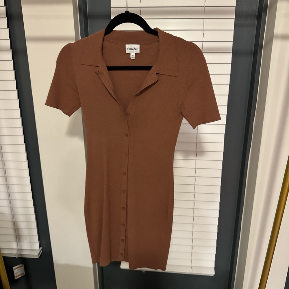 Button-Up Brown Dress